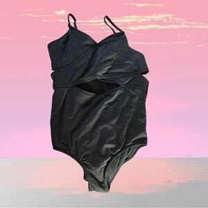 Art Class Black Sparkle One-Piece Swimsuit. Size L 10/12